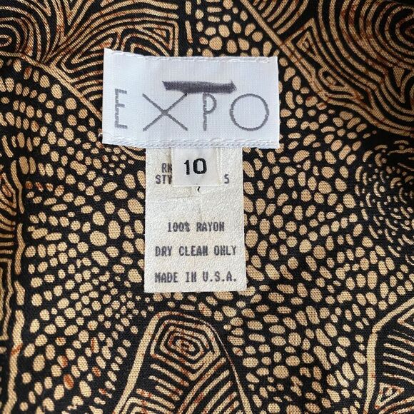 Vintage Expo Wrap Dress Womens Size 10 Brown Starfish Print Belted Rayon USA - Picture 7 of 8